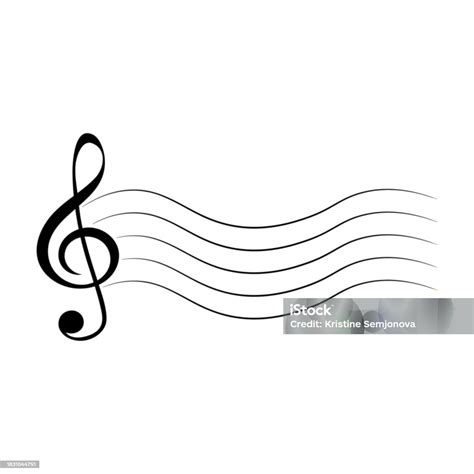 Music Note Treble Clef With Wavy Lines Vector Illustration Stock