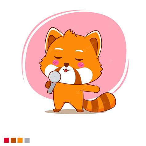 Premium Vector Cute Red Panda Singing Cartoon Character