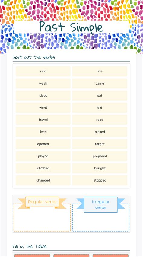 Past Simple Interactive Worksheet By Elisabeth Dos Anjos Gomes Wizerme