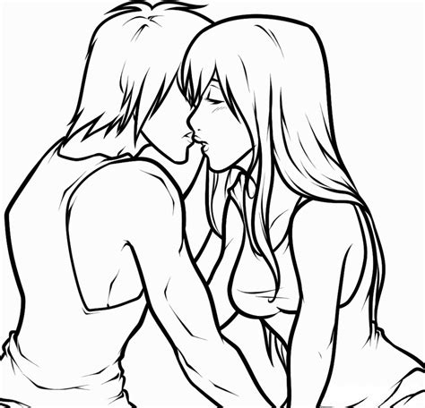 Anime Couples Kissing Coloring Coloring Pages