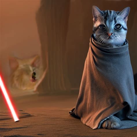 Krea Ai A Master Jedi Cat In Star Wars Wearing A Jedi Clo