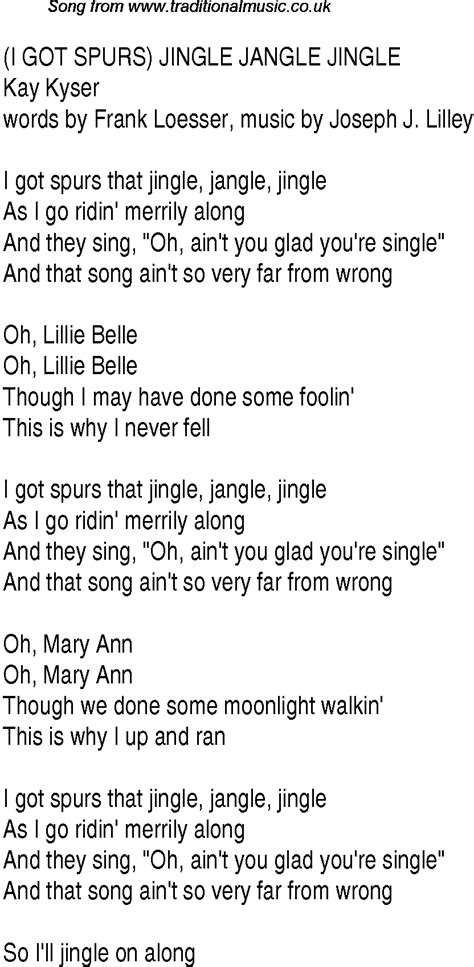 Top Songs 1942 Music Charts Lyrics For Jingle Jangle Jingle