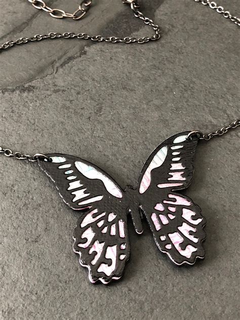 Pink Butterfly Choker Necklace Butterfly Necklace Butterfly Etsy