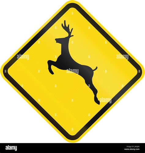 Deer Crossing Warning Sign Used In Brazil Stock Photo Alamy