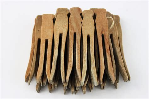 Antique Flat Wood Clothespins Set Of 25