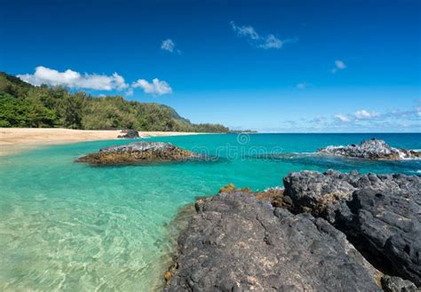 Lumahai Beach Kauai With Rocks Stock Photo Image Of Island Calm