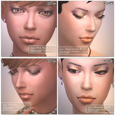3d Lashes For The Sims4 Uncurled Eyelashes Kijiko