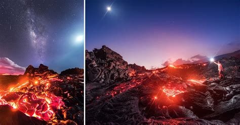This Photo Captures Lava Milky Way Meteor And Moon In A