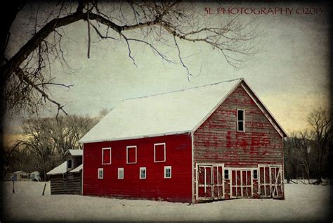 Red Barn Photography Rustic Home Decor Farmhouse Wall Art Snow Etsy