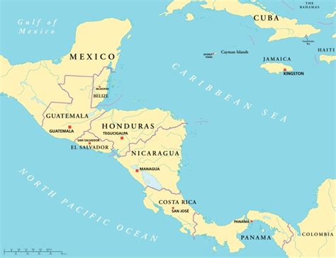 Central America Political Map Stock Photo 14030365 Panthermedia