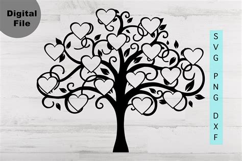 Download Family Tree 15 members Svg Family Heart Tree Svg/png.dxf ...