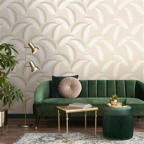 Fine Decor Cascade Leaf Wallpaper Fd42838 Cream Gold