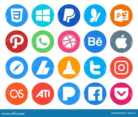 20 Social Media Icon Pack Including Twitter Media Behance Vlc