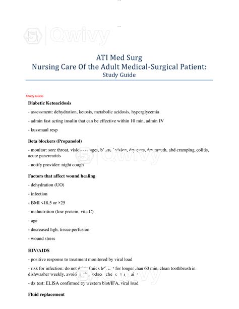 Ati Med Surg Nursing Care Of The Adult Medical Surgical Patient Study