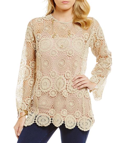 Calessa Crochet Long Sleeve Top Dillards Crochet Long Sleeve Tops