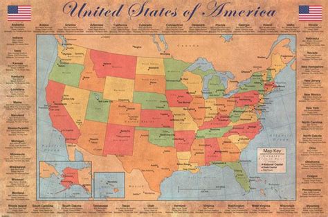 Map Of The United States Of America Usa Poster 24x36 Bananaroad