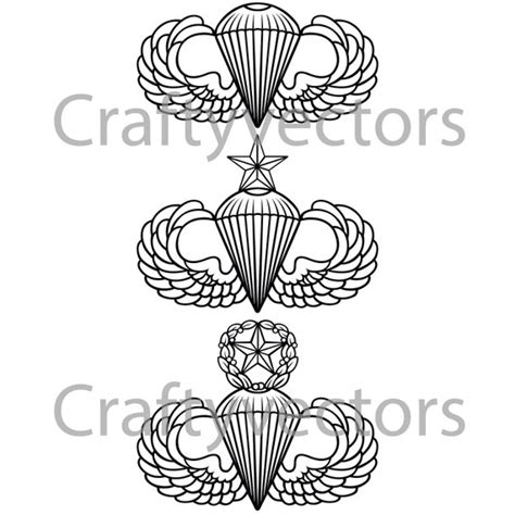 Army Parachute Jump Wings Vector File Etsy Singapore