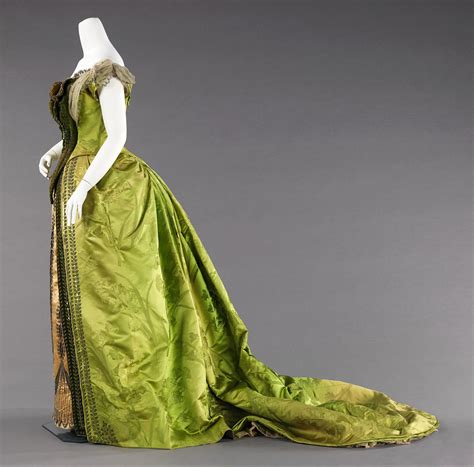 1887 France Evening Dress By Charles Frederick Worth Silk Metal