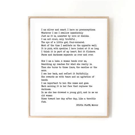 Printable Quote Sylvia Plath Poem Mirror Inspirational Etsy