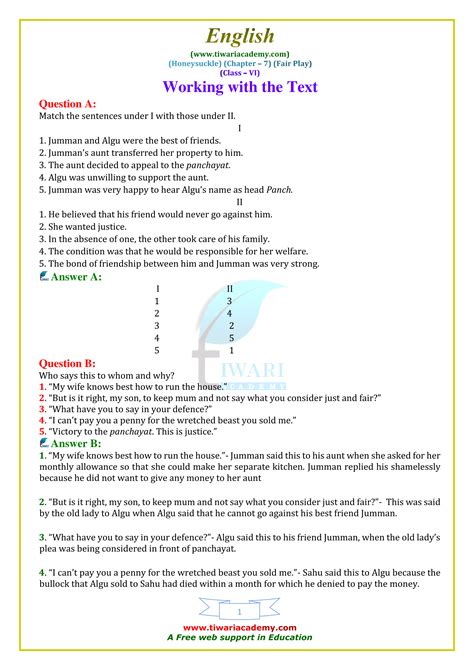 Teachers in the classroom and at home are sure to find our materials very useful. NCERT Solutions for Class 6 English Honeysuckle Chapter 7 ...