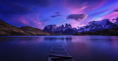 Patagonia Panorama Nature Water Landscape Chile Mountains