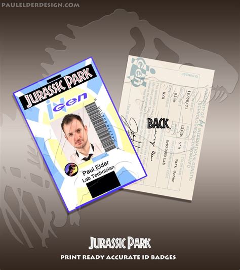 Jurassic Park Replica Employee Badge Photoshop File Digital Download