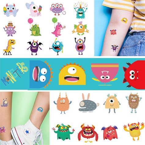 Buy Monster Temporary Tattoos For Kids More Than 120 Tattoos Cute