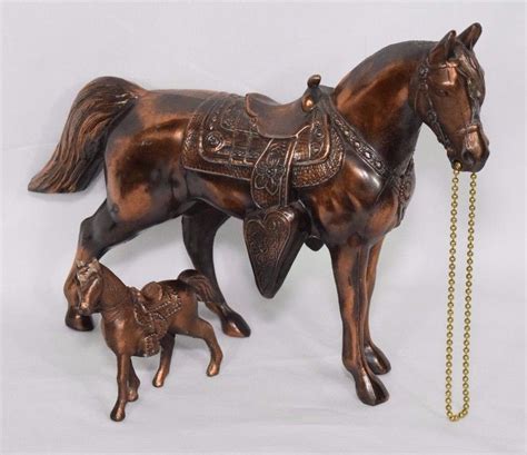 2 Vintage Horse Statues Copper Figurine Saddle Brass Bronze Western