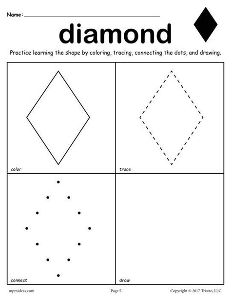 Diamond Shape Worksheet For Kindergarten