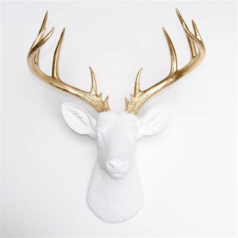 Faux Taxidermy Large Deer Head Wall Mount Wall Decor White Etsy