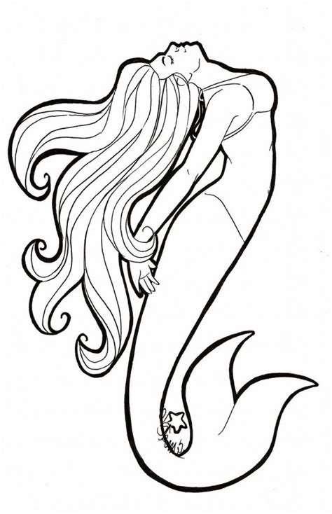 Mermaid Outline Template Easy Mermaid Drawings In Pencil Pictures To
