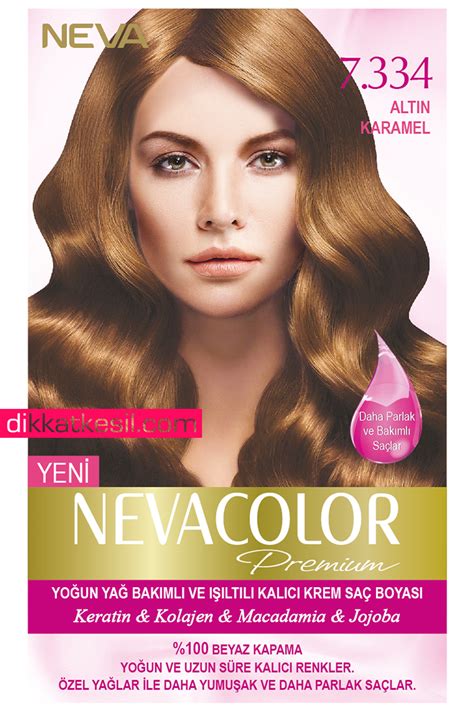 Nevacolor 7 334 Altın Karamel Premium Kalıcı Krem Saç Boyası Seti