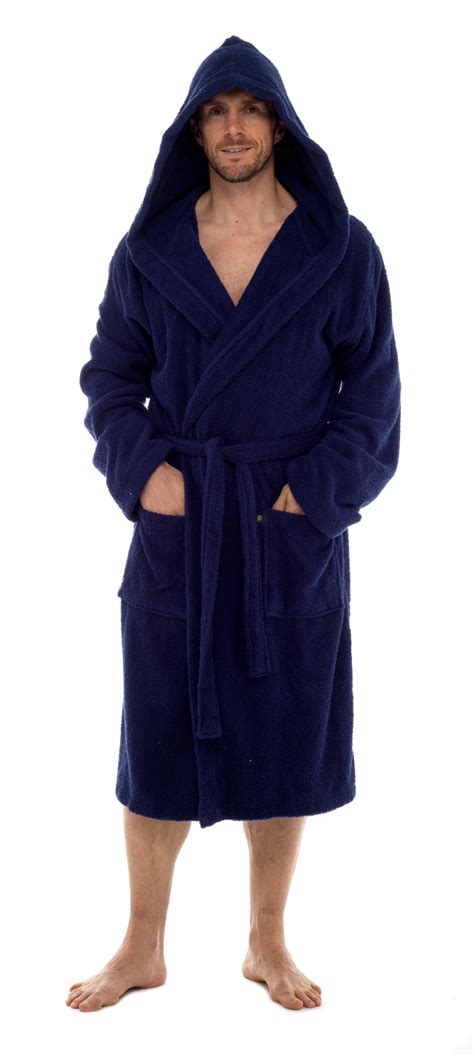 Mens Pure 100 Cotton Luxury Hooded Terry Towelling Bath Robes Dressing