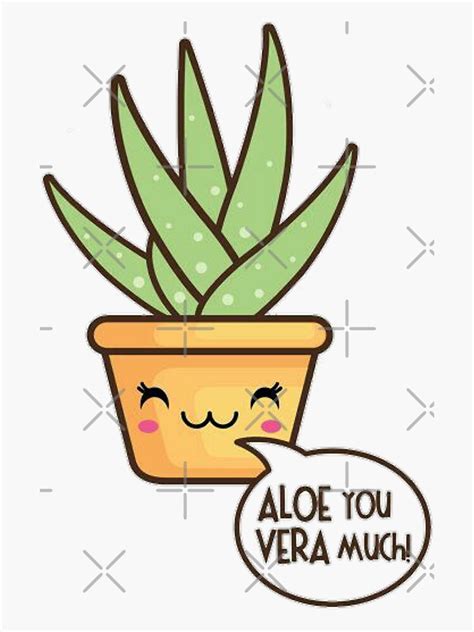 Aloe Vera Kawaii Cute Plant Sticker For Sale By Yessika483 Redbubble