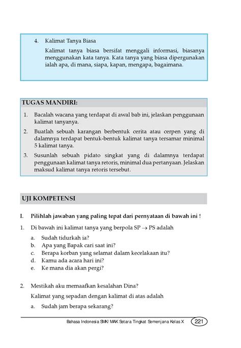  dalam tulisan, nada tanya ini dilambangkan dengan tanya soal (?). Kelas09 Smk Bahasa Indonesia 1 Irman By S Van Selagan Issuu