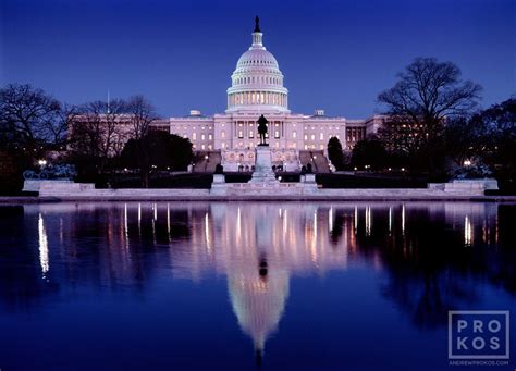 Us Capitol And Reflecting Pool At Night Fine Art Photo Prokos