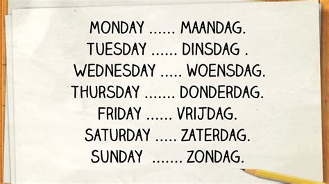 Dutch For Beginners Learn The Days Of The Week In Dutch Youtube