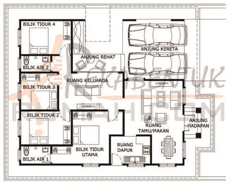 Design rumah c1 07 3 bilik 2 bilik air 48 x 54 1673. Hasil carian imej untuk pelan rumah 4 bilik setingkat | 4 ...