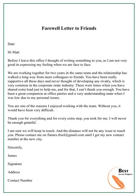 11 Free Farewell Letter Template Format Sample And Example