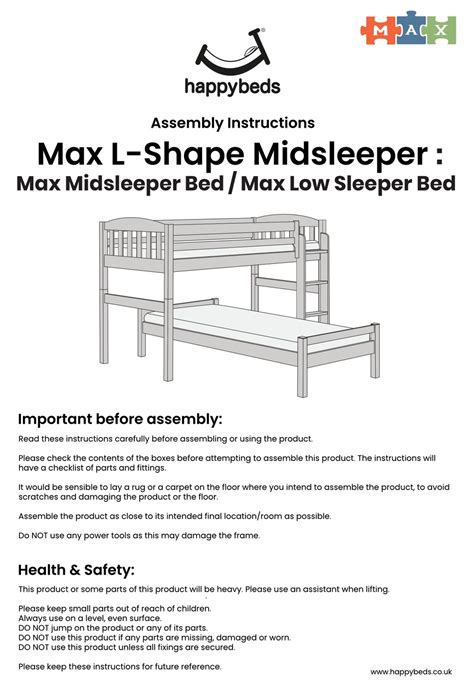 Happybeds Max L Shape Midsleeper Assembly Instructions Manual Pdf Download Manualslib