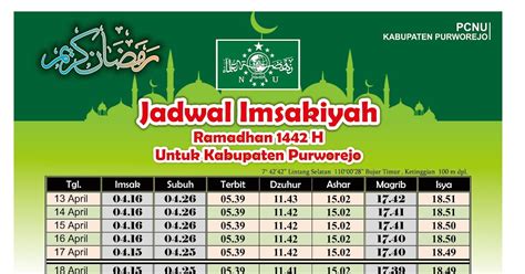 Download Template Jadwal Imsakiyah Ramadhan H Cdr Dan Pdf File Kab Purworejo Hidayah