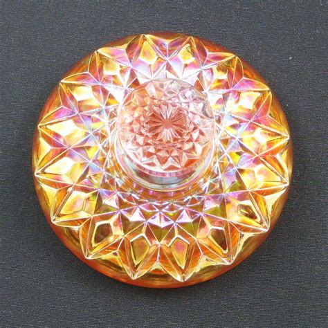 Antique Imperial Marigold Hobstar Carnival Glass Covered Sugar Carnival Glass