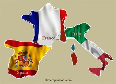 The spanish flag is a horizontal bicolour triband with in the center an emblem. Climate change performance of Spain, France and Italy ...