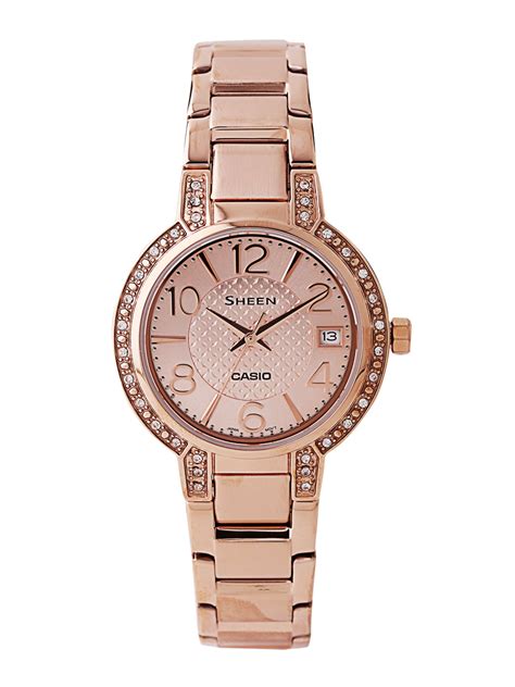 buy casio sheen women rose gold analogue watches sx130 watches for women myntra