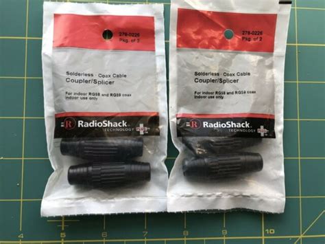 Radioshack Solderless Coax Cable Couplesplicer 278 0226 Pkg 2 2 Packs
