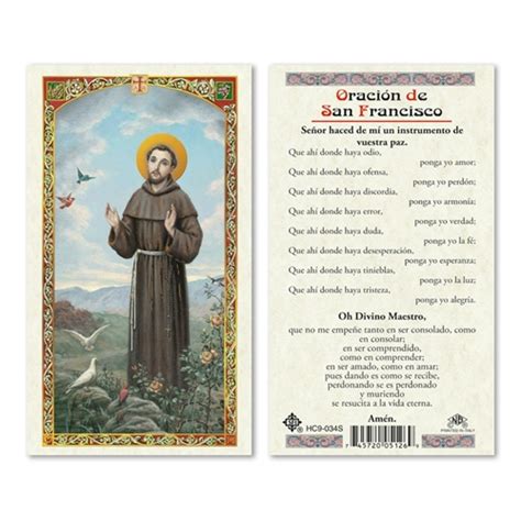 Oracion De San Francisco Laminated Prayer Card Discount Catholic Products