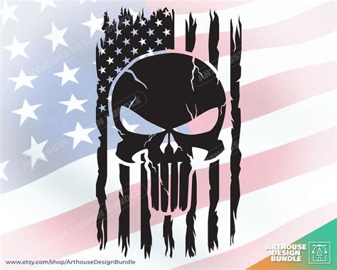 Usa Skull Flag Svg Skull Clipart Svg Skull Cricut Usa Flag Etsy