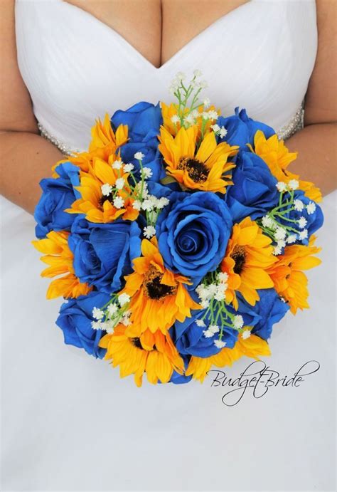 Weddingbarnideas Royal Blue Sunflower Bouquet Wedding Barn Ideas
