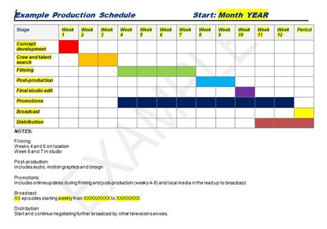 Production Schedule Template Excel