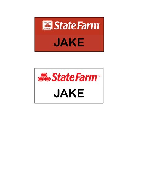 Printable Jake From State Farm Name Tag